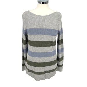 Market & Spruce Striped Boatneck Sweater Gray Lavender Olive Green Size 3X NWT